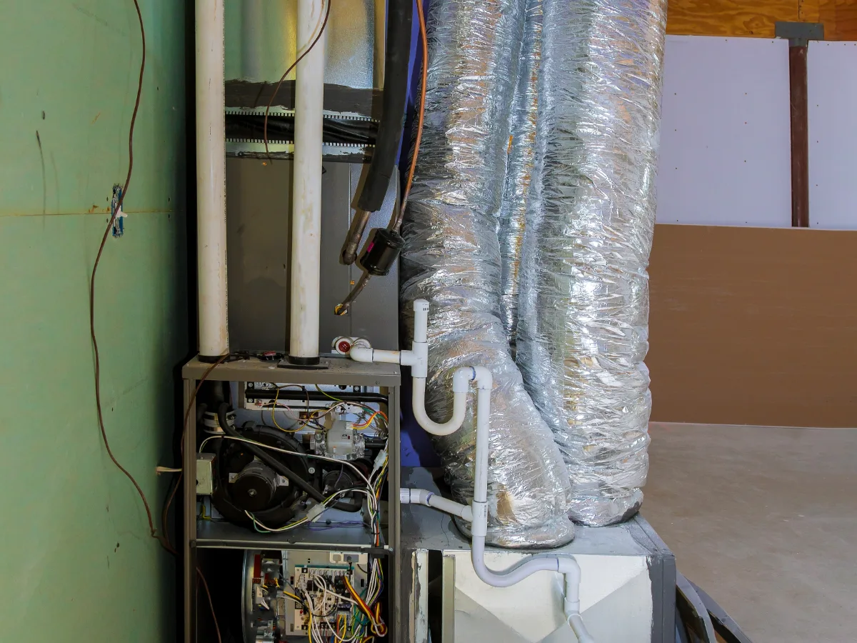 A residential furnace and air handler with insulated ductwork